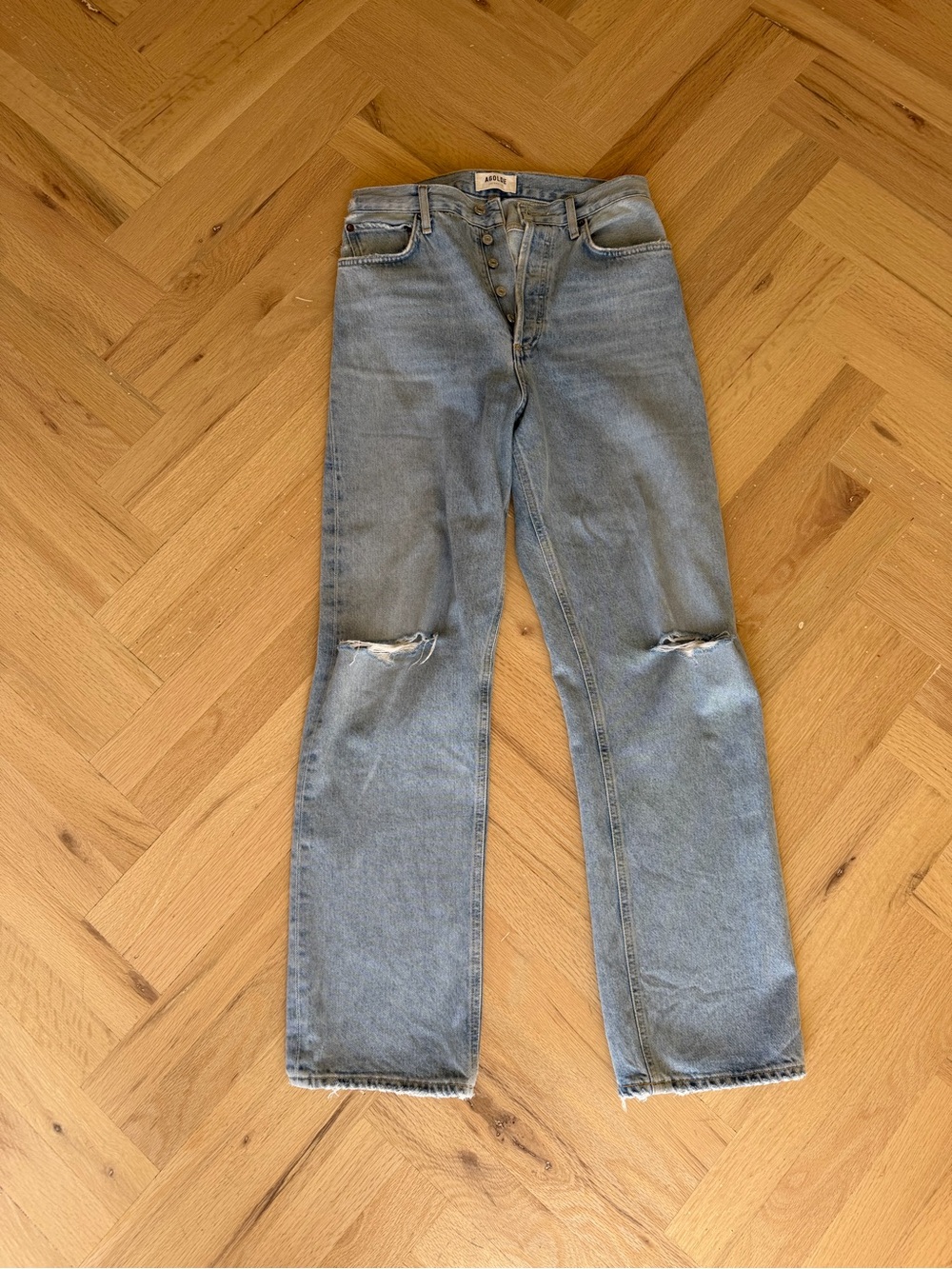 Agolde Women’s Light Blue High-Rise Straight Jeans